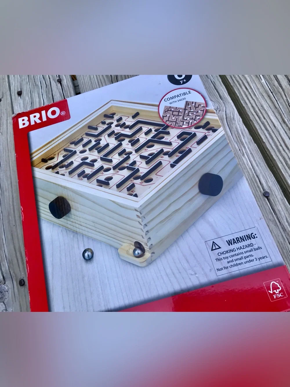 BRIO Wooden Tilt Table Labyrinth Game 34000 In Box 3 Balls Compatible W/ 34030